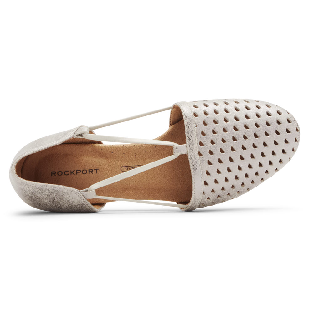 Rockport Womens Flats White - Reagan Perforated - UK 015-HFIXUZ